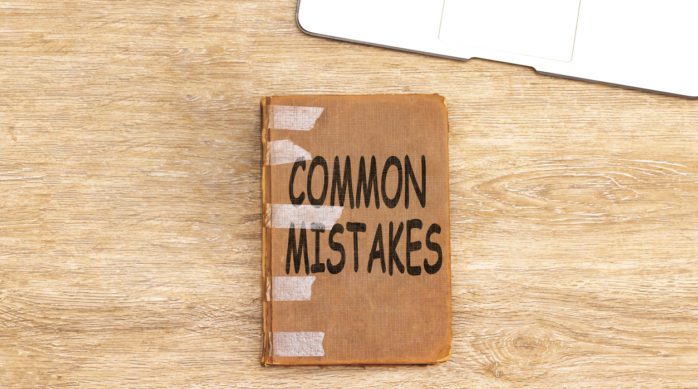 Common Mistakes on old book Motivational Call. Conceptual